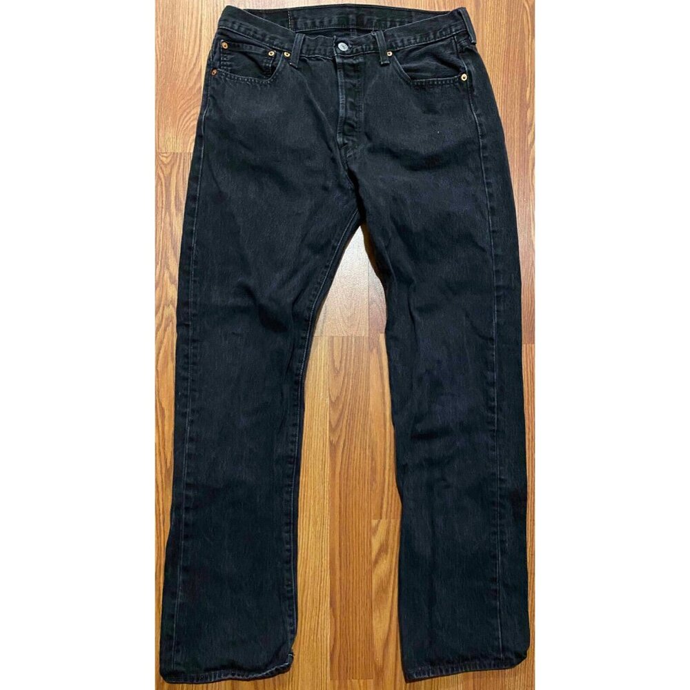 Levis Jeans Mens 34x34 Black 501 Button Fly Denim Pants